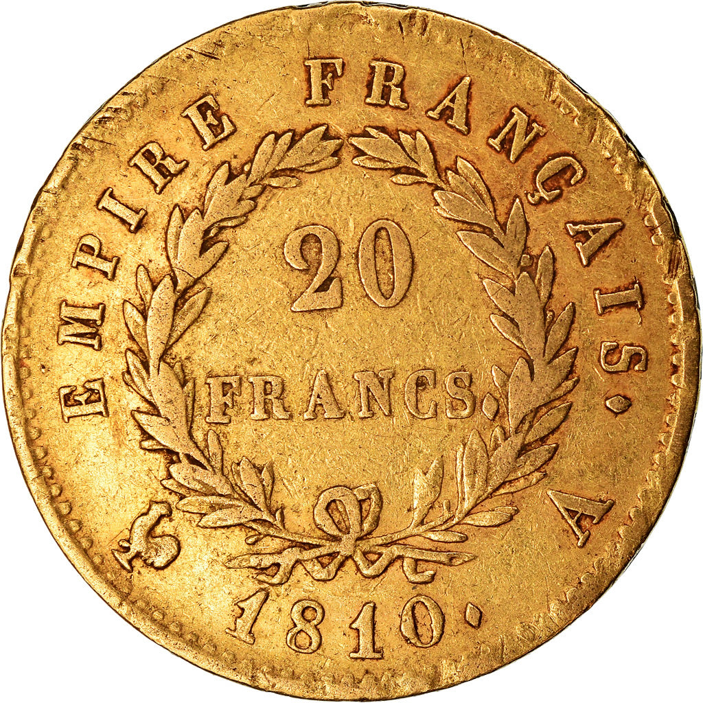 Moneta, Francia, Napoléon I, 20 Francs, 1810, Paris, BB, Oro, KM:695.1