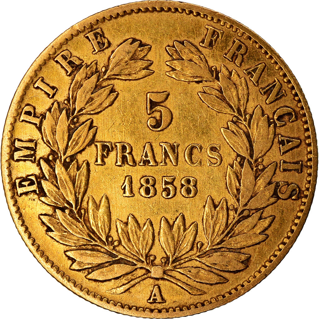 Munten, Frankrijk, Napoleon III, Napoléon III, 5 Francs, 1858, Paris, FR, Goud