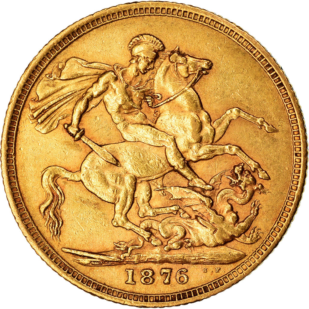 Coin, Australia, Victoria, Sovereign, 1876, Sydney, EF(40-45), Gold, KM:7