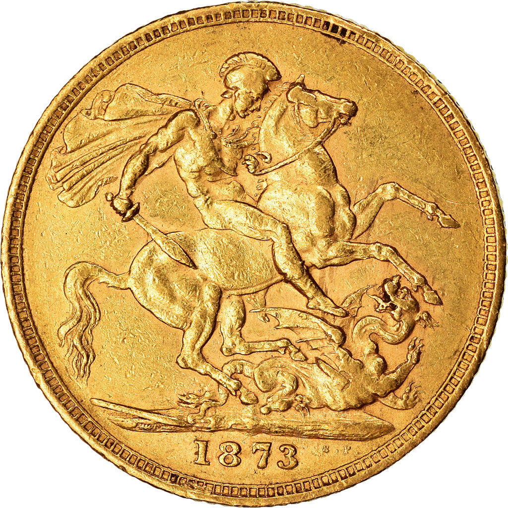 Moneta, Gran Bretagna, Victoria, Sovereign, 1873, BB, Oro, KM:752