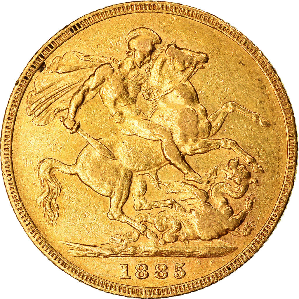 Moneta, Australia, Victoria, Sovereign, 1885, Melbourne, BB, Oro, KM:7