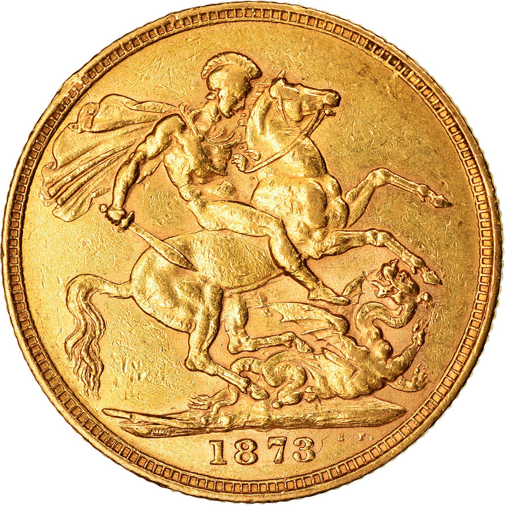 Coin, Australia, Victoria, Sovereign, 1873, Melbourne, EF(40-45), Gold, KM:7