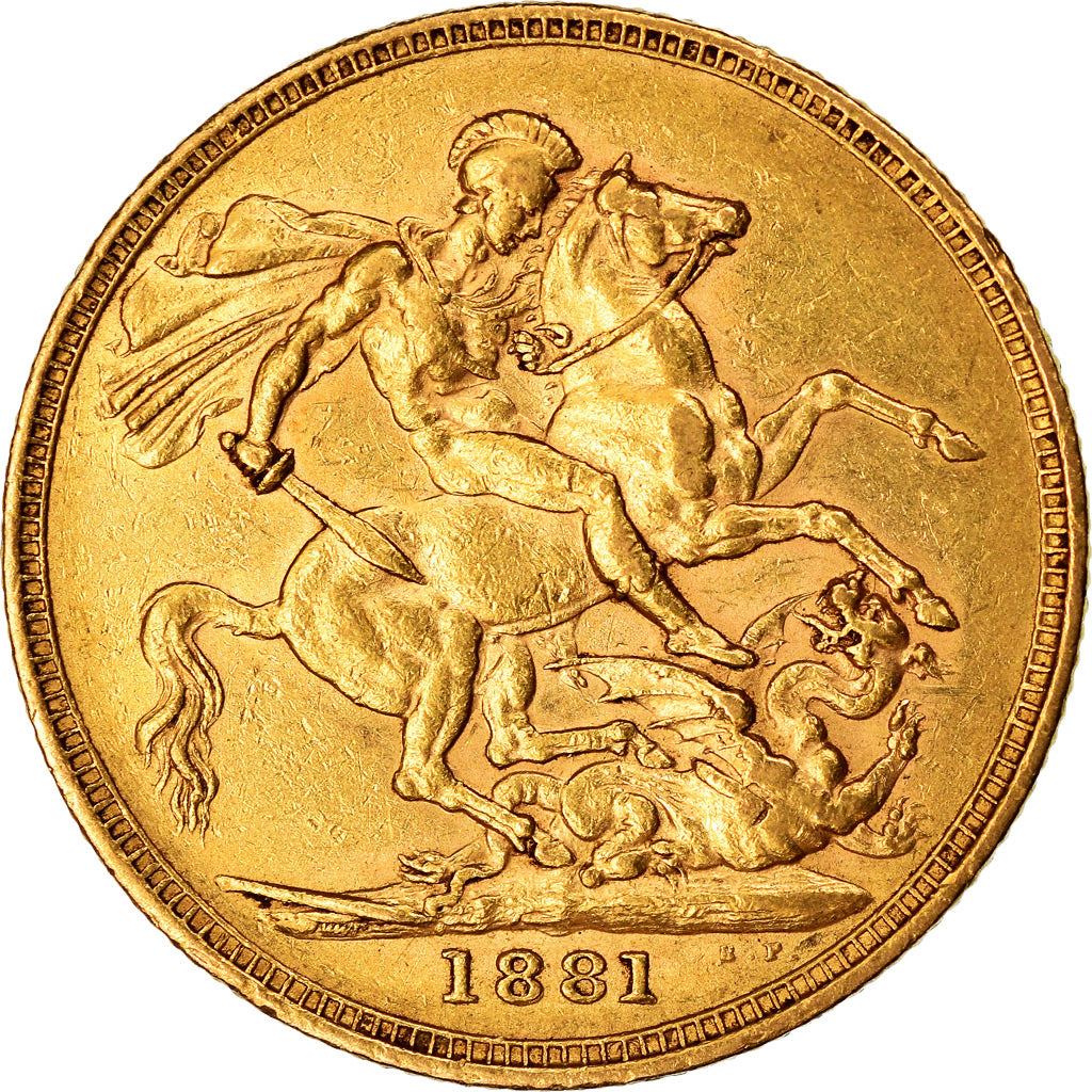Coin, Australia, Victoria, Sovereign, 1881, Melbourne, EF(40-45), Gold, KM:7
