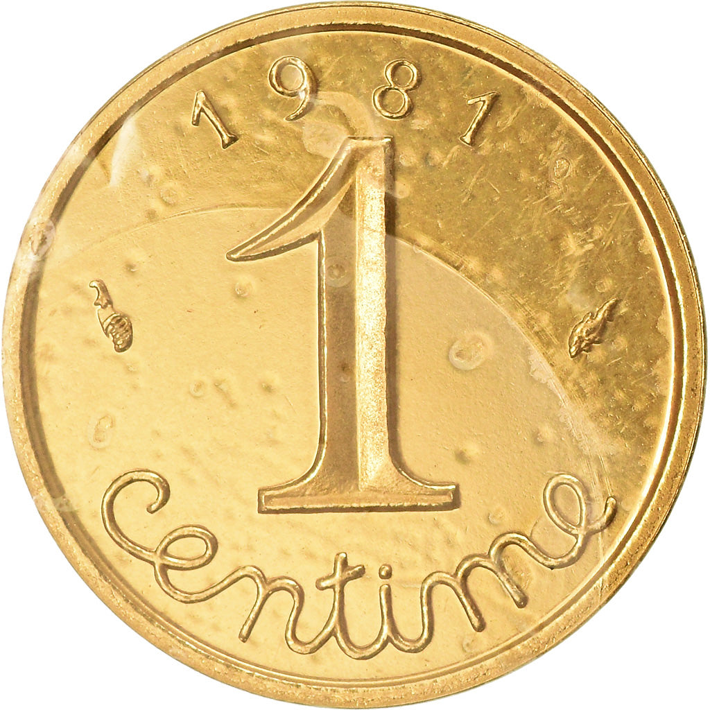 Coin, France, Épi, Centime, 1981, Piéfort, MS(65-70), Gold, KM:P685