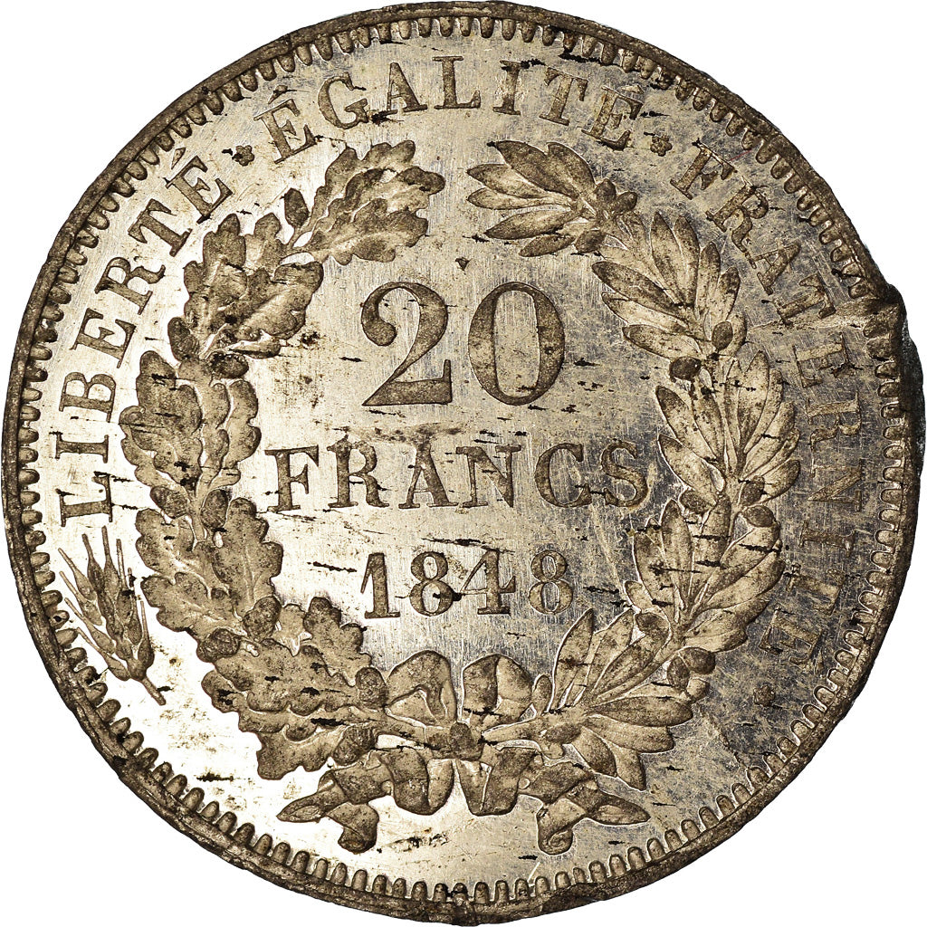 Coin, France, Concours de Oudiné, 20 Francs, 1848, ESSAI, EF(40-45), Tin