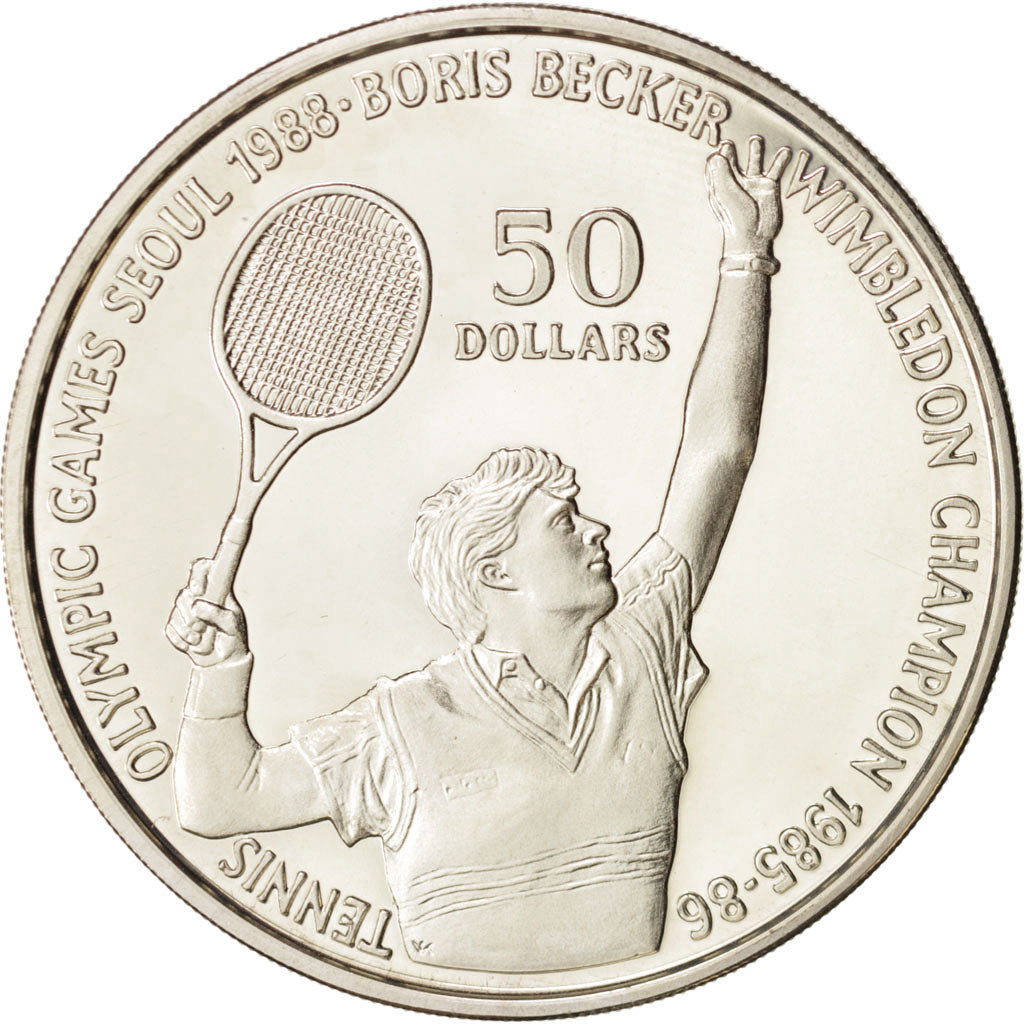 Niue, Elizabeth II, 50 Dollars, 1987, Argento, Boris Becker, KM:2