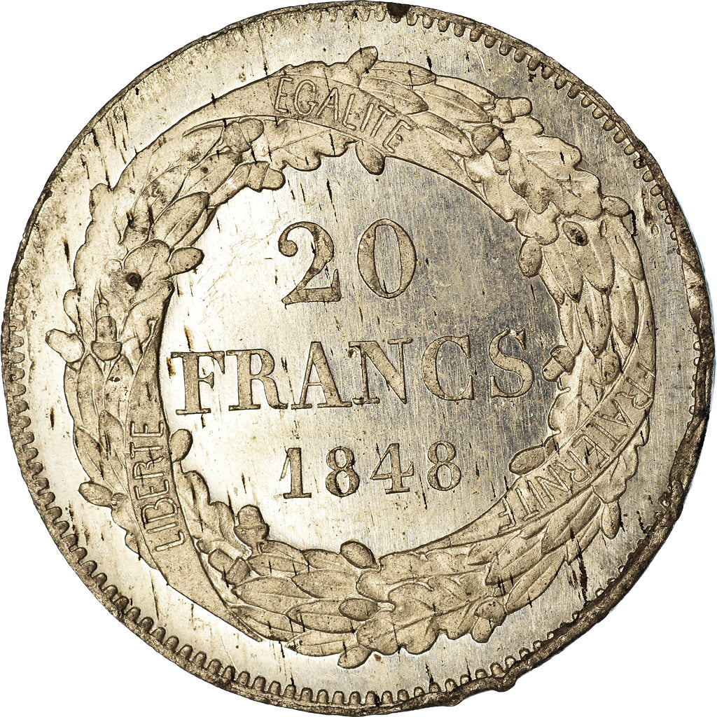 Coin, France, Concours de Vauthier-Galle, 20 Francs, 1848, ESSAI, EF(40-45)