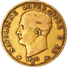 Moneta, STATI ITALIANI, KINGDOM OF NAPOLEON, Napoleon I, 40 Lire, 1810, Milan