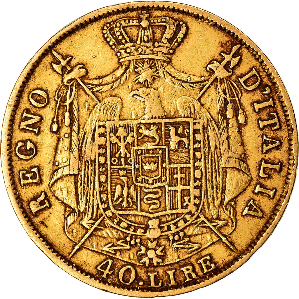 Monnaie, États italiens, KINGDOM OF NAPOLEON, Napoleon I, 40 Lire, 1810, Milan