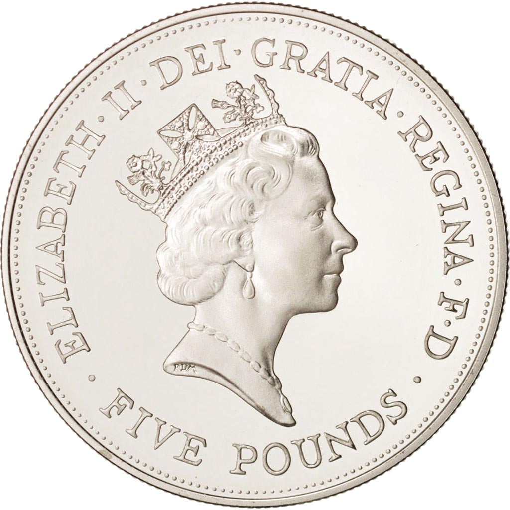 Grande-Bretagne, Elizabeth II, 5 Pounds, 1990, Argent, KM:962a