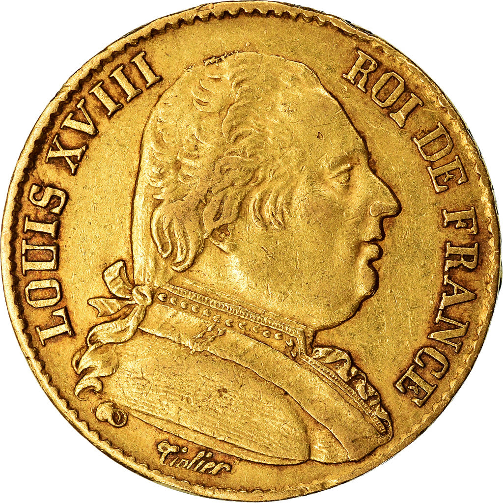 Moneta, Francja, Louis XVIII, 20 Francs, 1814, Paris, EF(40-45)