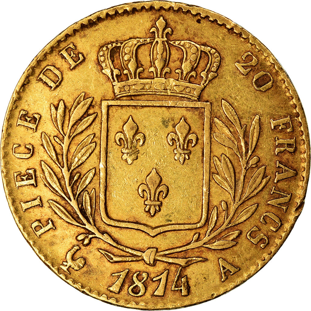 Moneta, Francja, Louis XVIII, 20 Francs, 1814, Paris, EF(40-45)