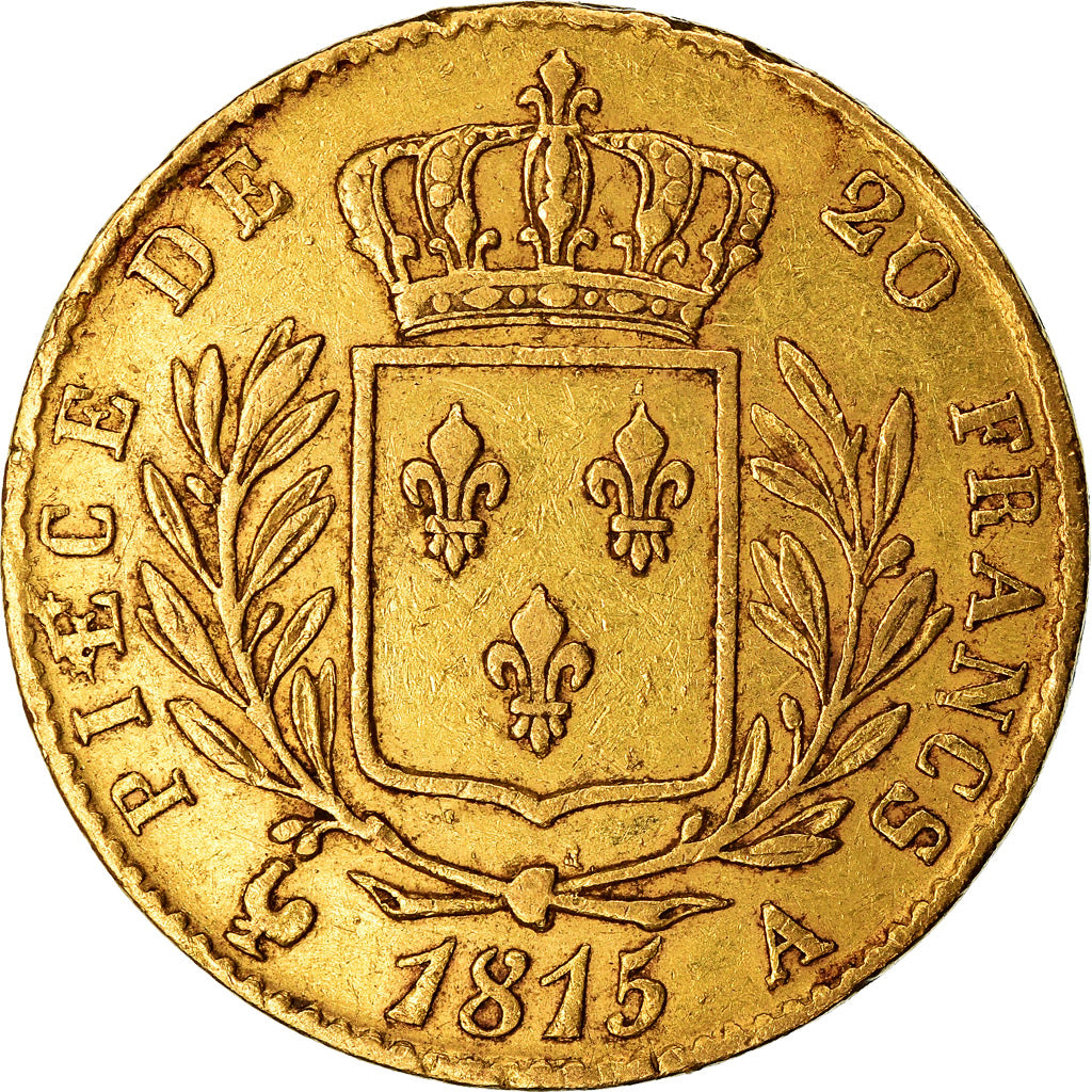 Moneta, Francia, Louis XVIII, Louis XVIII, 20 Francs, 1815, Paris, BB, Oro