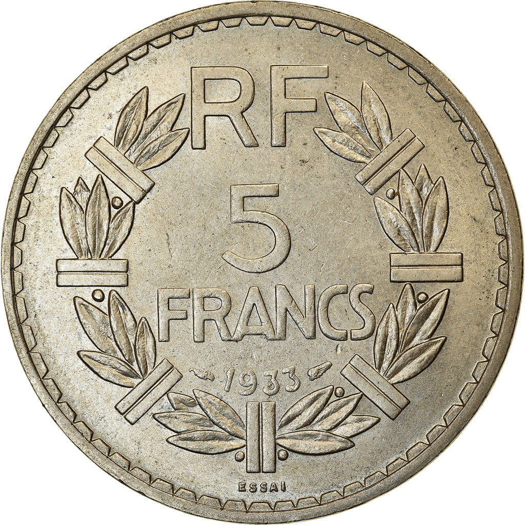 Coin, France, Lavrillier, 5 Francs, 1933, ESSAI, MS(60-62), Nickel, KM:E65