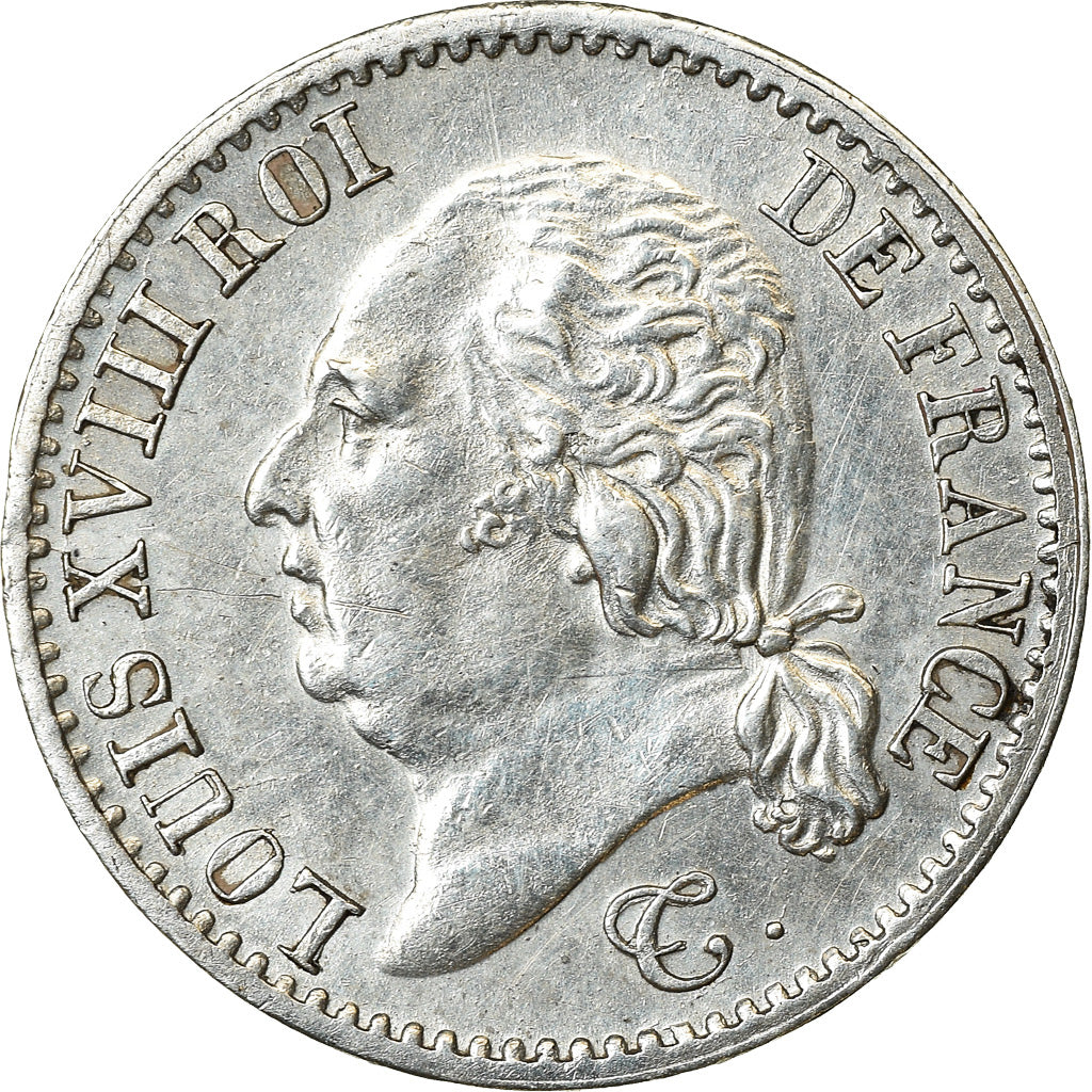 Moneta, Francja, Louis XVIII, Louis XVIII, 1/4 Franc, 1824, Paris, AU(55-58)