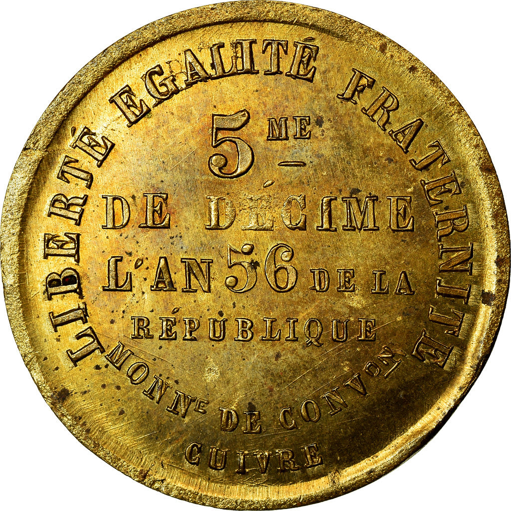 Coin, France, Banque du Peuple, 1/5 Décime, 1848, AU(55-58), Brass, Mazard:1403