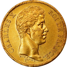 Moneta, Francja, Charles X, 40 Francs, 1824, Paris, AU(50-53), Złoto, KM:721.1