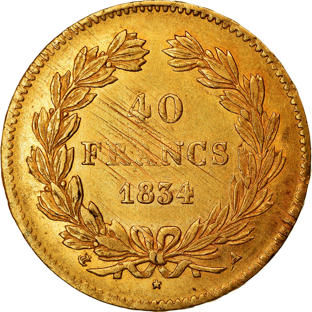 Munten, Frankrijk, Louis-Philippe, 40 Francs, 1834, Paris, ZF, Goud, KM:747.1