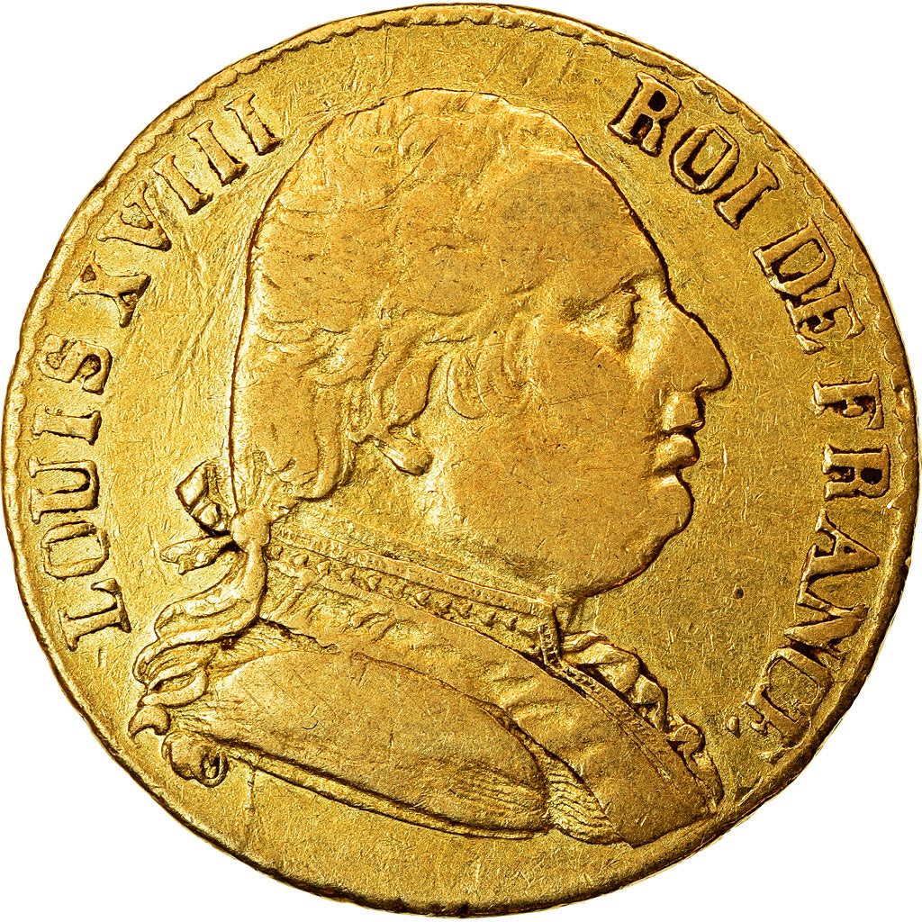 Coin, France, Louis XVIII, 20 Francs, 1815, London, VF(30-35), Gold, KM:1