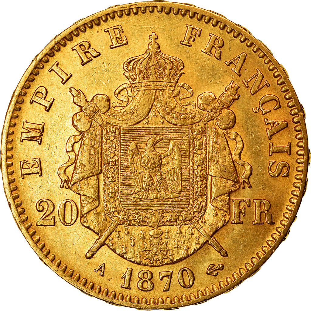 Moneta, Francia, Napoleon III, Napoléon III, 20 Francs, 1870, Paris, SPL-, Oro