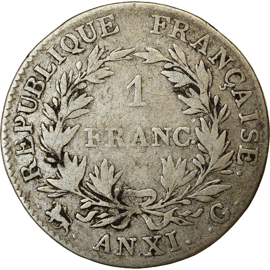 Coin, France, Napoléon I, Franc, An XI, Geneva, VF(20-25), Silver, KM:649.4