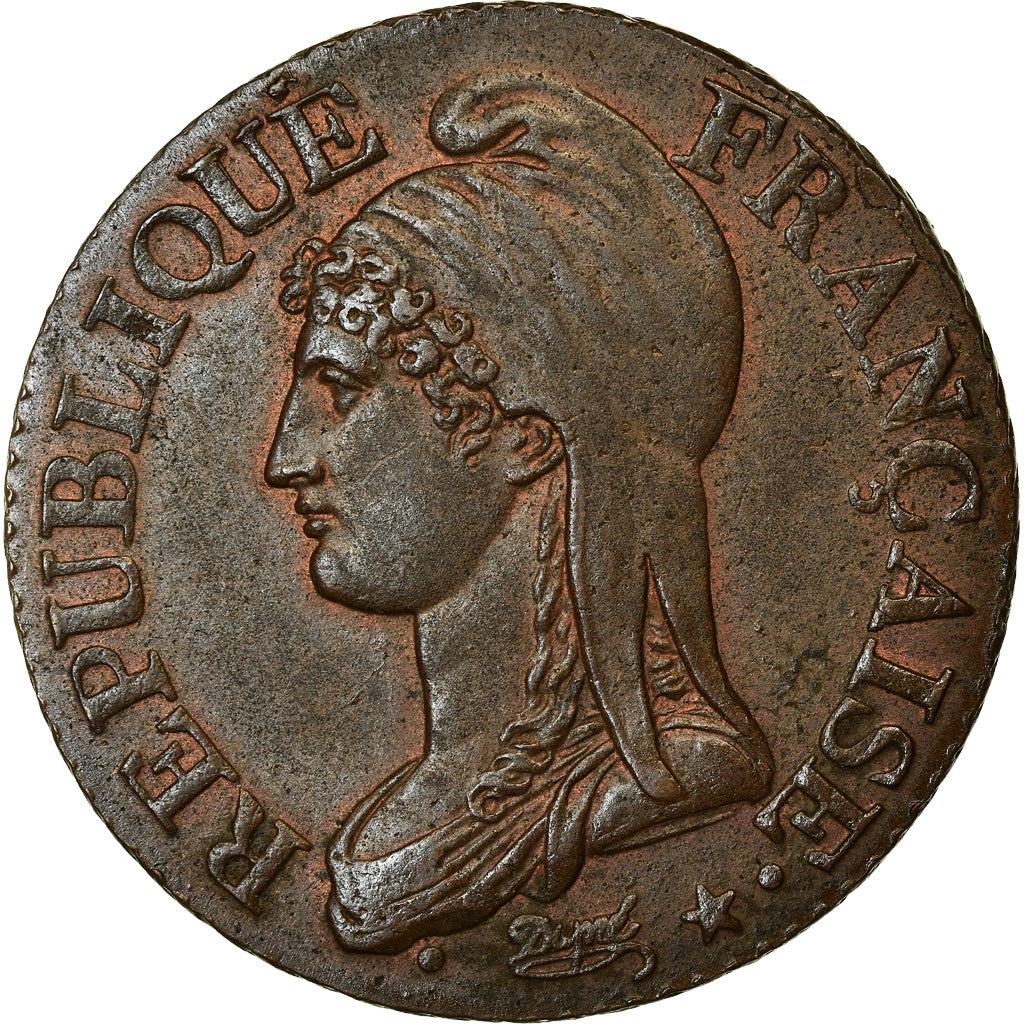 Coin, France, Dupré, Decime, AN 4, Paris, AU(55-58), Bronze, KM:636.1