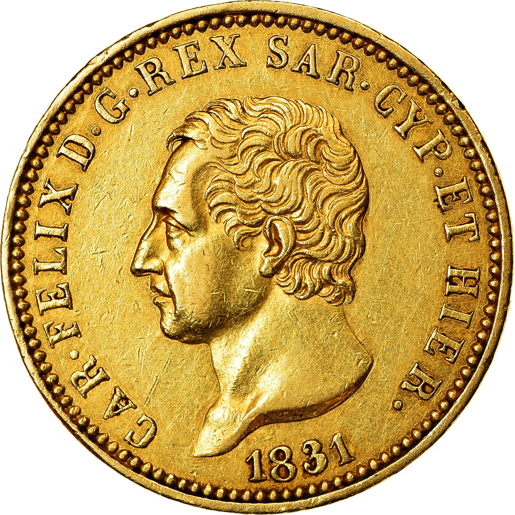 Monnaie, Italie, Carlo Felice, 40 Lire, 1831, Turin, TTB+, Or, KM:C#107.1