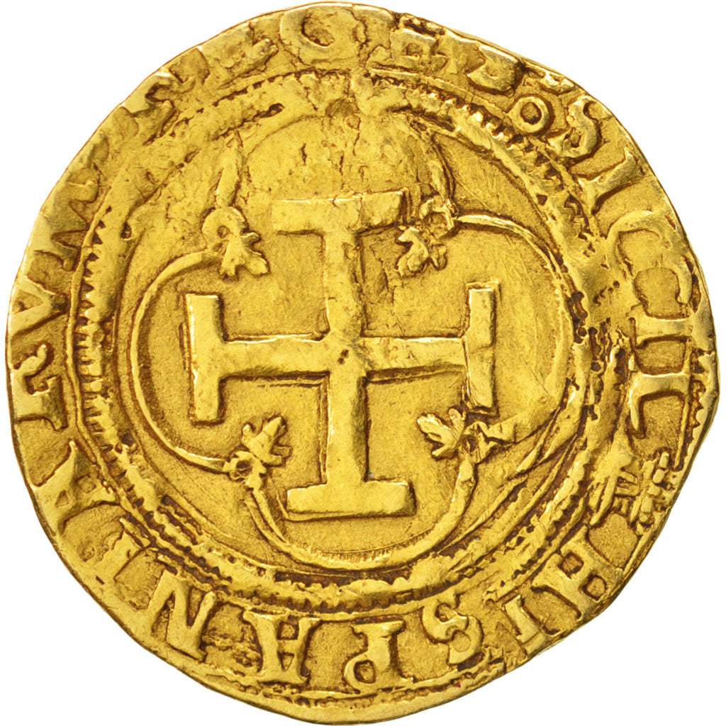 España, Carlos & Johanna (1516-1556), 1 Escudo, Sevilla, Oro, Friedberg:153