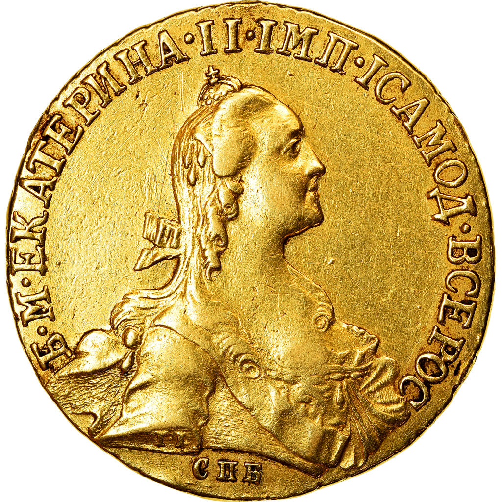 Coin, Russia, Catherine II, 10 Roubles, 1766, EF(40-45), Gold, KM:79a