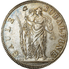Münze, Italien Staaten, PIEDMONT REPUBLIC, 5 Francs, An 10, Turin, VZ+, Silber