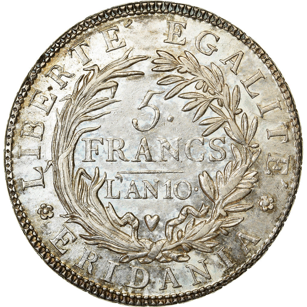 Coin, ITALIAN STATES, PIEDMONT REPUBLIC, 5 Francs, An 10, Turin, MS(60-62)