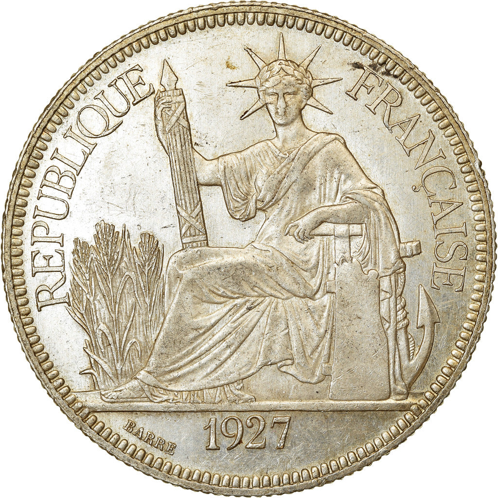 Coin, FRENCH INDO-CHINA, Piastre, 1927, Paris, AU(55-58), Silver, KM:5a.1