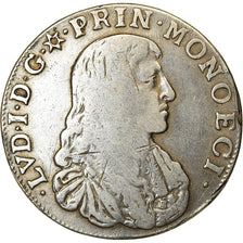 Moneda, Mónaco, Louis I, 1/2 ECU, 30 Sols, 1666, BC+, Plata, KM:43.1