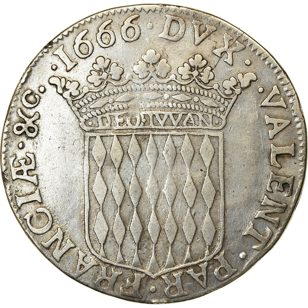 Monnaie, Monaco, Louis I, 1/2 ECU, 30 Sols, 1666, TB+, Argent, KM:43.1