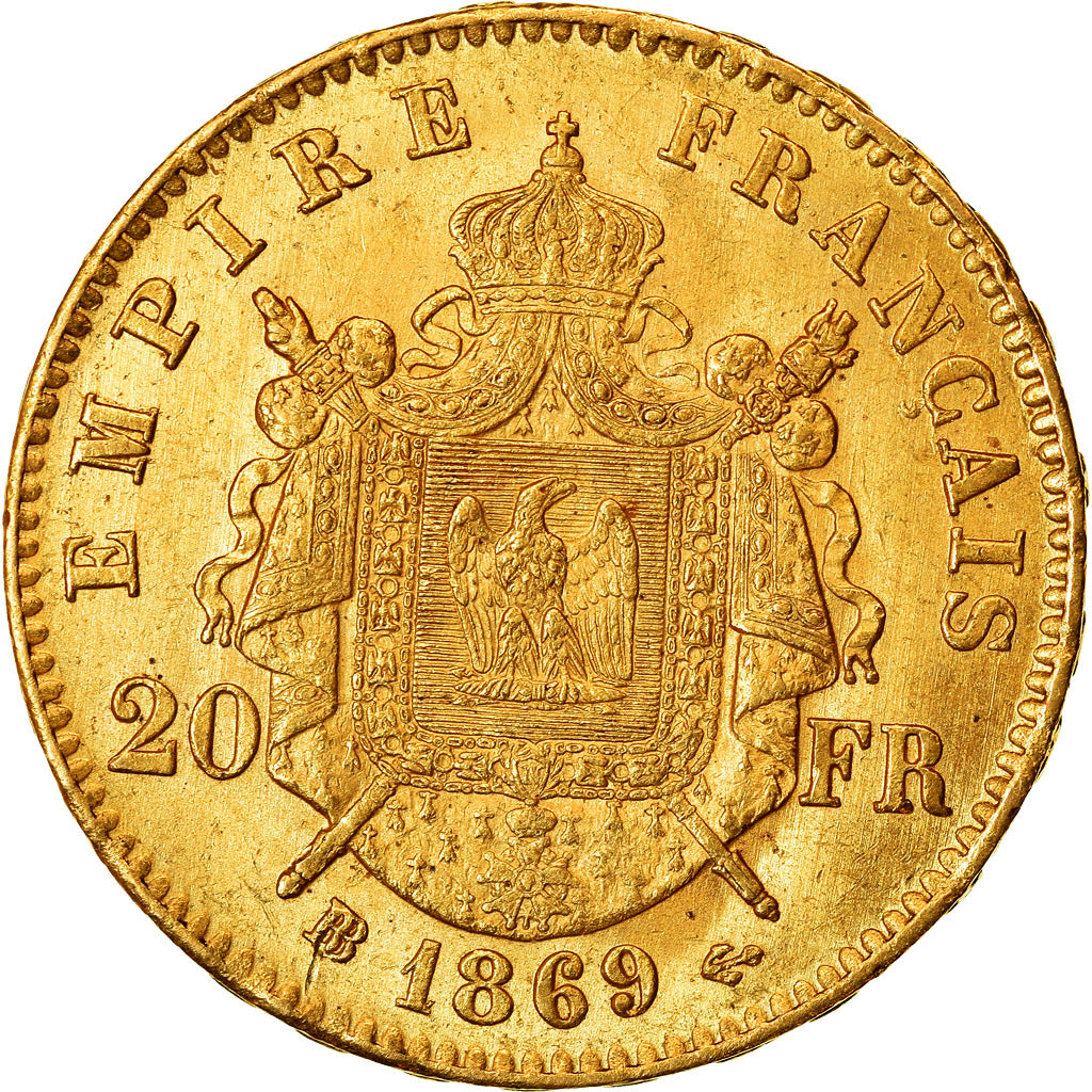 Munten, Frankrijk, Napoleon III, Napoléon III, 20 Francs, 1869, Strasbourg