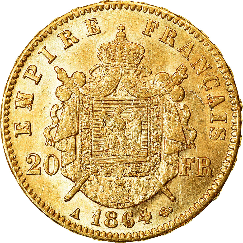 Monnaie, France, Napoleon III, Napoléon III, 20 Francs, 1864, Paris, SUP+, Or