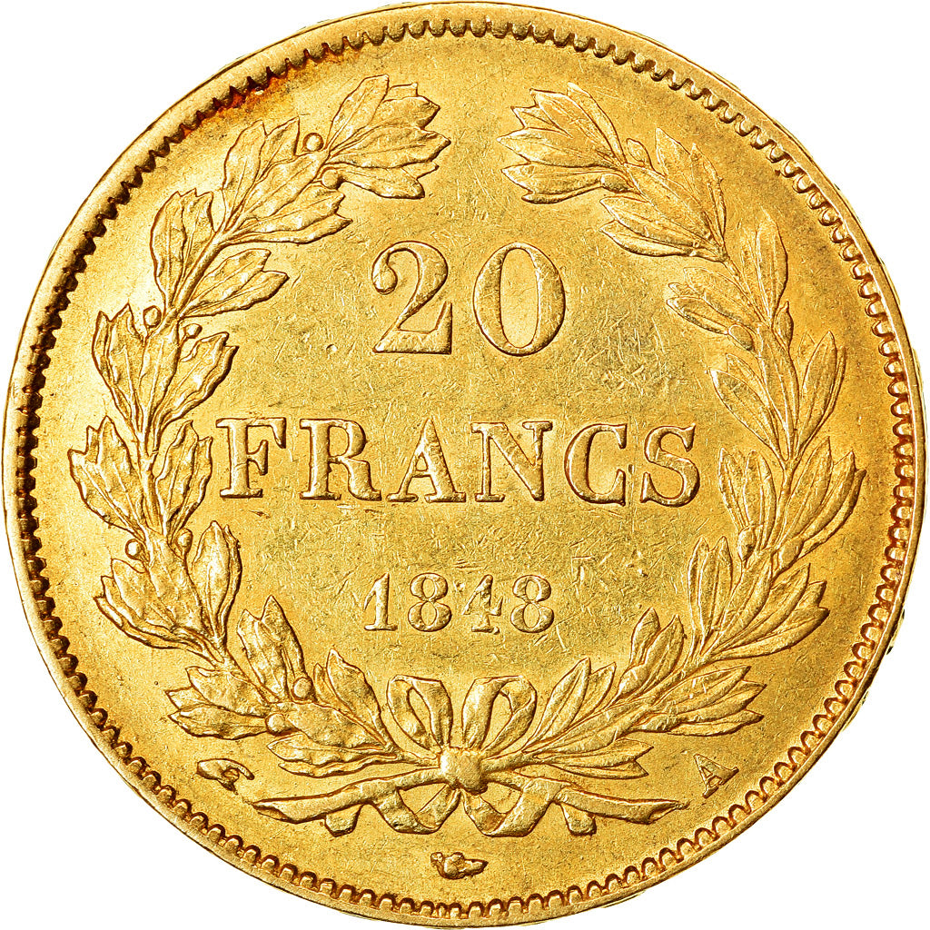 Moeda, França, Louis-Philippe, 20 Francs, 1848, Paris, AU(50-53), Dourado
