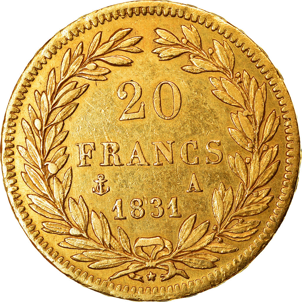 Moneta, Francja, Louis-Philippe, 20 Francs, 1831, Paris, AU(50-53), Złoto