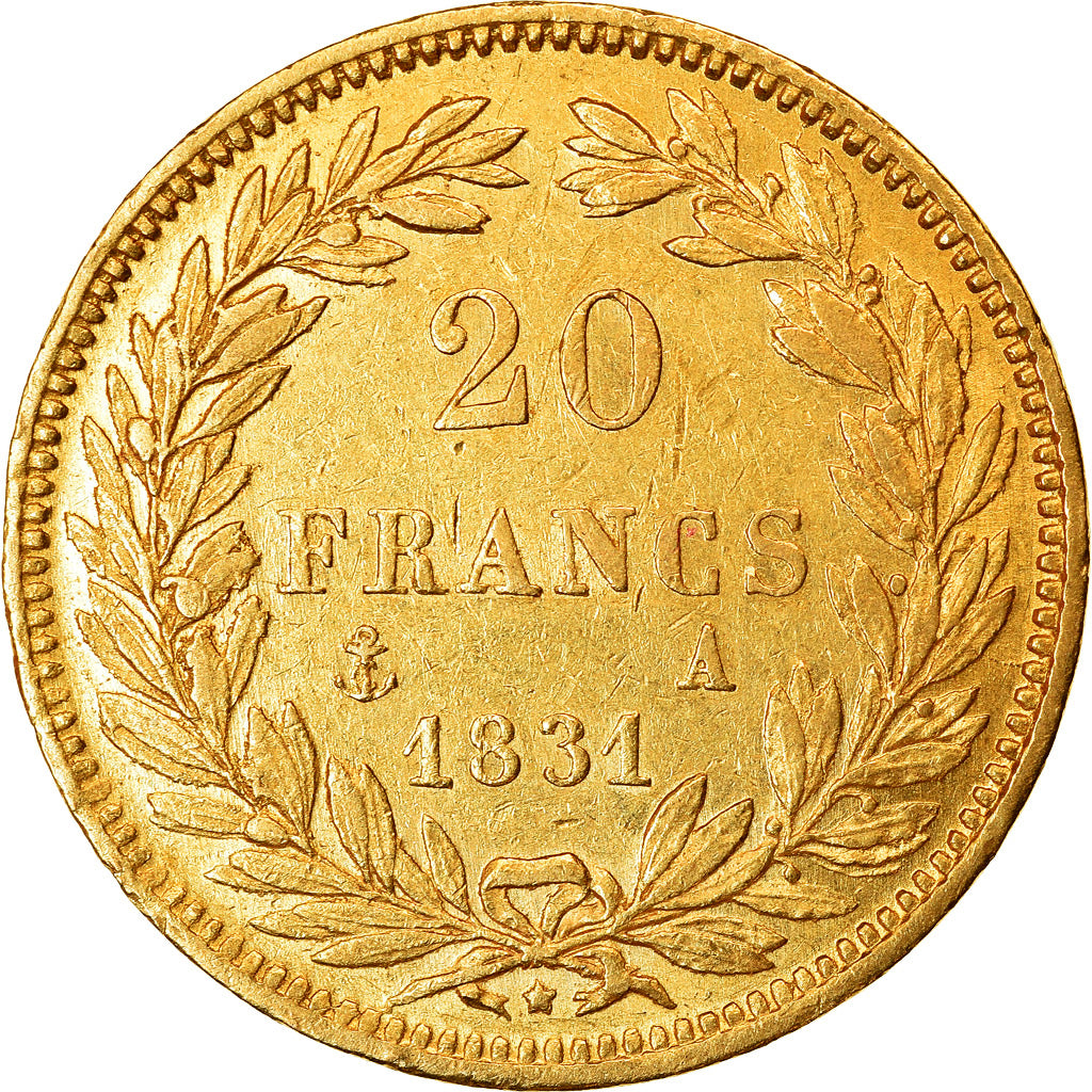 Moneta, Francia, Louis-Philippe, 20 Francs, 1831, Paris, BB+, Oro, KM:739.1