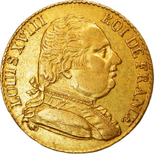 Moneta, Francja, Louis XVIII, 20 Francs, 1815, London, EF(40-45), Złoto, KM:1
