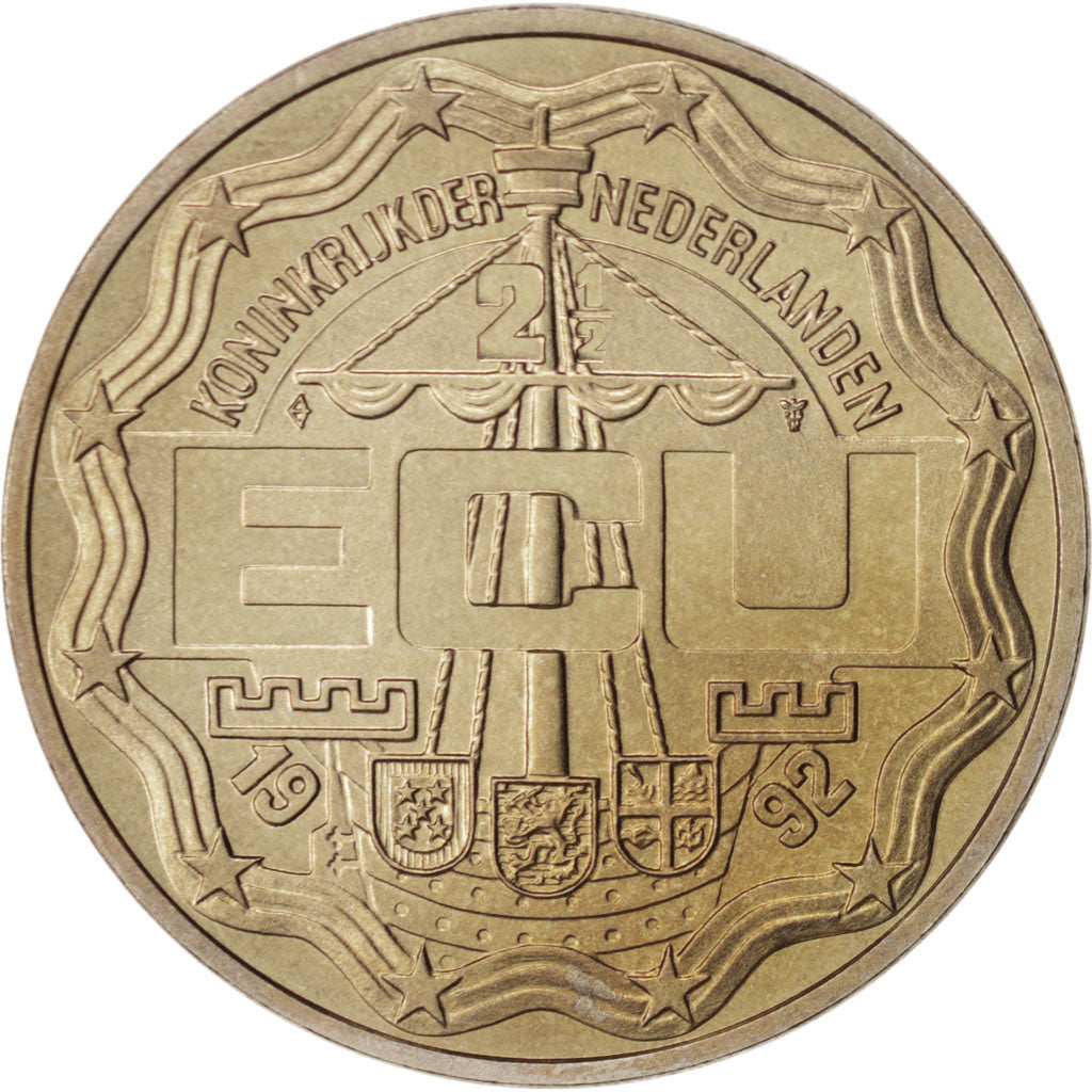 Moneda, Países Bajos, Beatrix, 2-1/2 ECU, 1992, Utrecht, FDC, Cobre - níquel