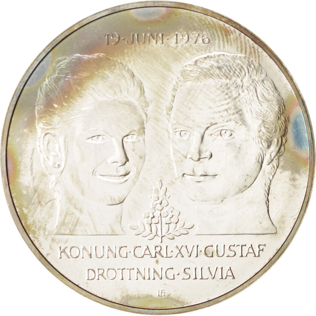 Coin, Sweden, Carl XVI Gustaf, 50 Kronor, 1976, MS(63), Silver, KM:854
