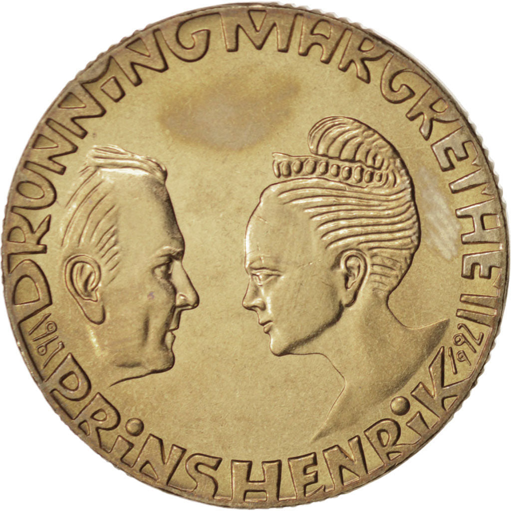 Denmark, Margrethe II, 20 Kroner, 1992, Copenhagen, Aluminum-Bronze, KM:875