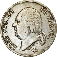 Coin, France, Louis XVIII, 5 Francs, 1824, Lyon, EF(40-45), Silver, KM:711.4