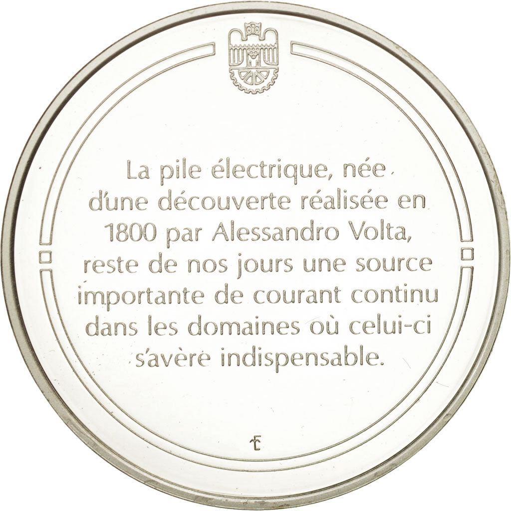 France, Medal, La pile electrique, Sciences & Technologies, MS(65-70), Silver