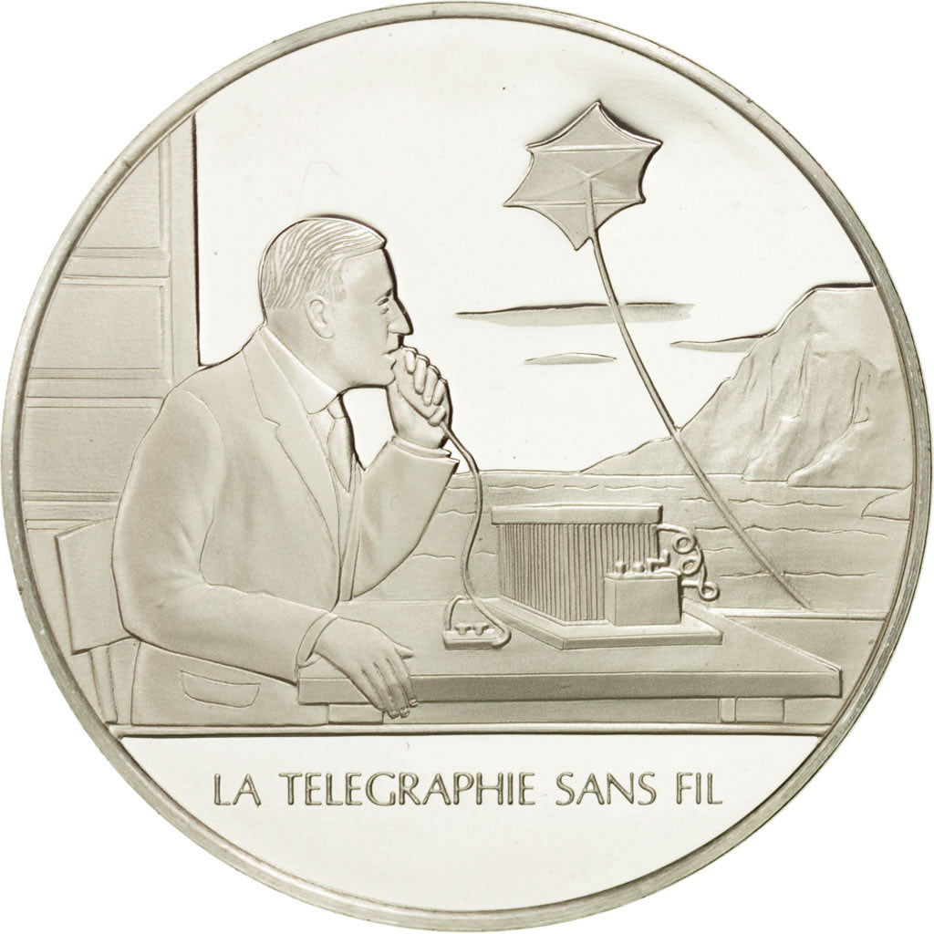 France, Medal, Le télégraphe sans fil, Sciences & Technologies, FDC, Argent