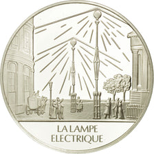 France, Medal, La lampe électrique, Sciences & Technologies, MS(65-70), Silver