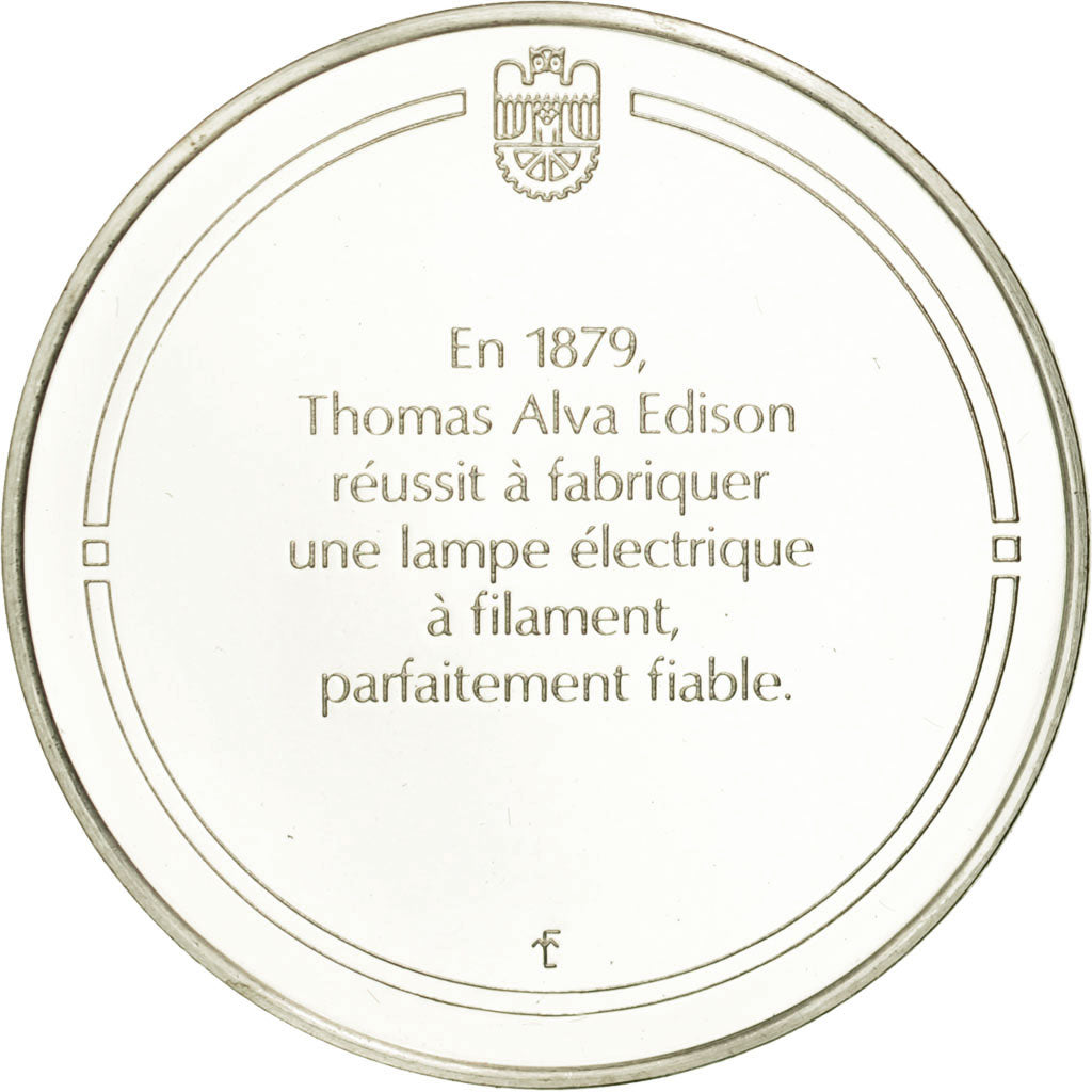 France, Medal, La lampe électrique, Sciences & Technologies, MS(65-70), Silver