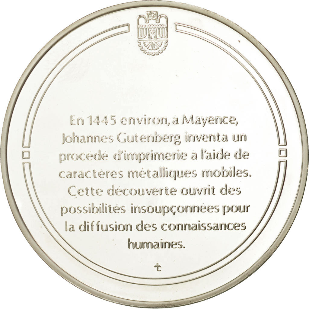 France, Medal, La presse à imprimer, Sciences & Technologies, MS(65-70), Silver