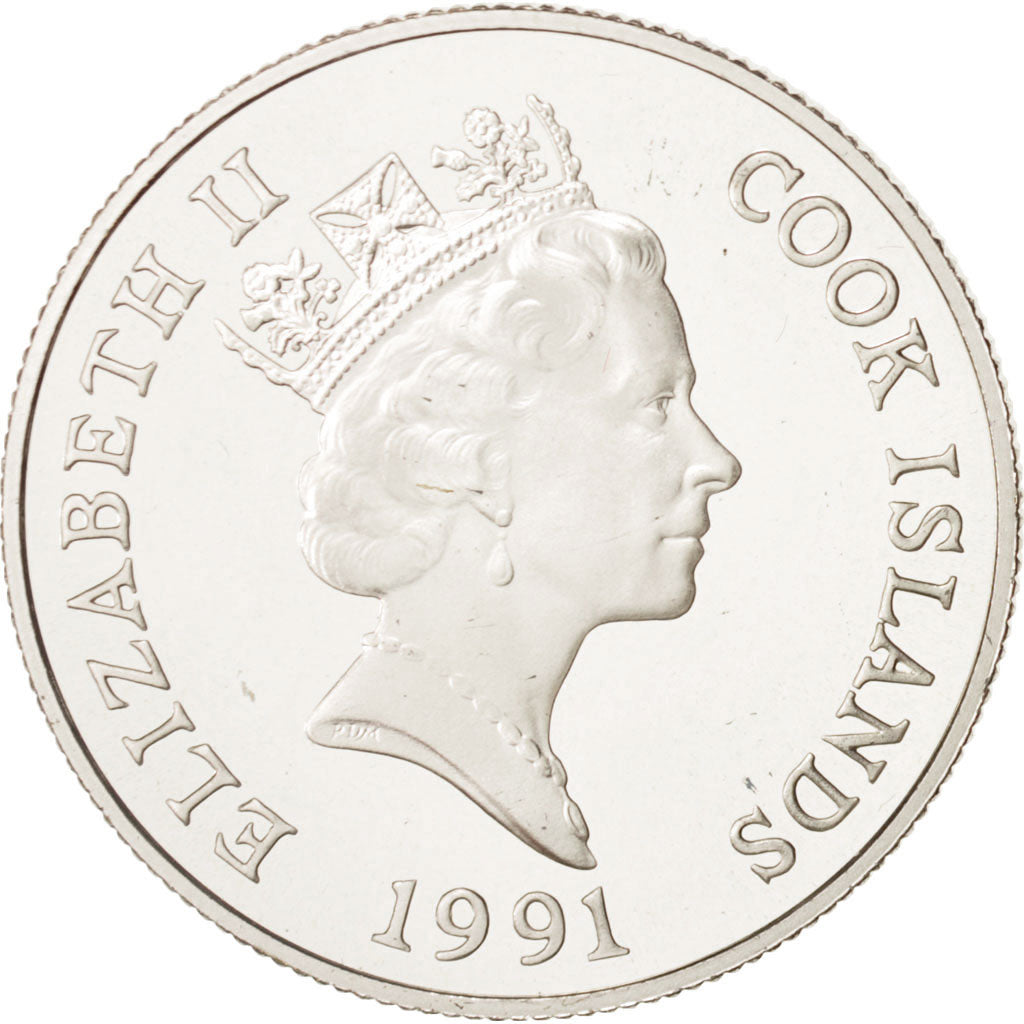 Cook Islands, Elizabeth II, 5 Dollars, 1991, Silver, KM:253